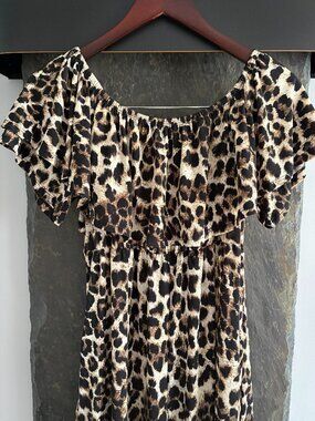 Heimish USA Leopard Off-the-Shoulder Maxi Dress, M